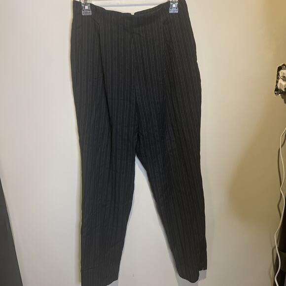 Ralph Ralph Lauren Stripes Pleated Navy Trouser Sz 10 Wool Pant Women’s - Picture 1 of 10